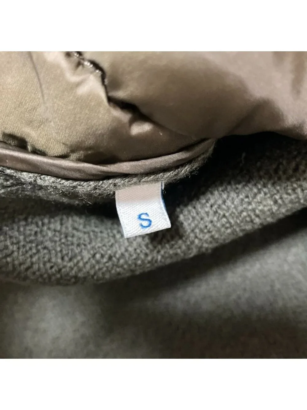 Moncler Hem Ruffle Down Knit Combination Jacket Khaki S